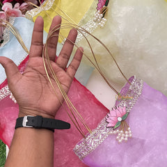 Return Gift Hand Bags-Plain With lace-6 pieces Set-RG281