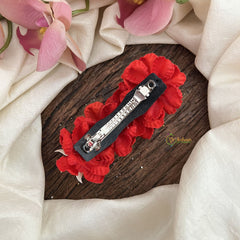 Vriksham Artificial Red Flower & White color Combination Hair Clip-Red Pearl-HF-H1094