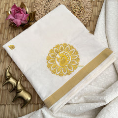 Vriksham Kasavu Zari Work Cotton Saree-Golden Border-VS4342