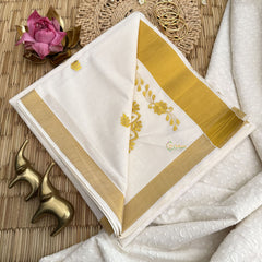 Vriksham Kasavu Zari Work Cotton Saree-Golden Border-VS4342