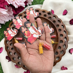 Return Gift Indian Weeding Couple Cutout With Kumkum & Haldi-Set Of 6-RG321