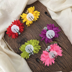 Vriksham Artificial Multi Color With Rose Flower Set U-Pin for Hair Accessories-Golden Pearl-HF-H1115