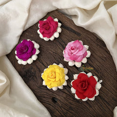 Vriksham Artificial Rose Flower With Jasmine 5 Pieces Hair Pin-HF-H1112