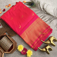 Rani Pink Chandrakor Paithani Soft Silk Saree-VS4110