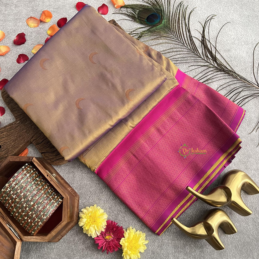 Golden Brown Chandrakor Paithani Soft Silk Saree-VS4112