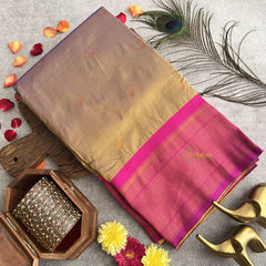 Golden Brown Chandrakor Paithani Soft Silk Saree-VS4112