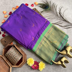 Purple Chandrakor Paithani Soft Silk Saree-VS4104