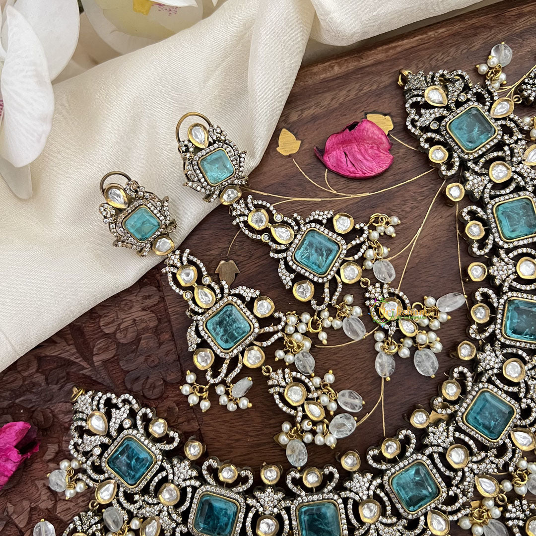 Blue Victorian Diamond Short Neckpeice -VV282