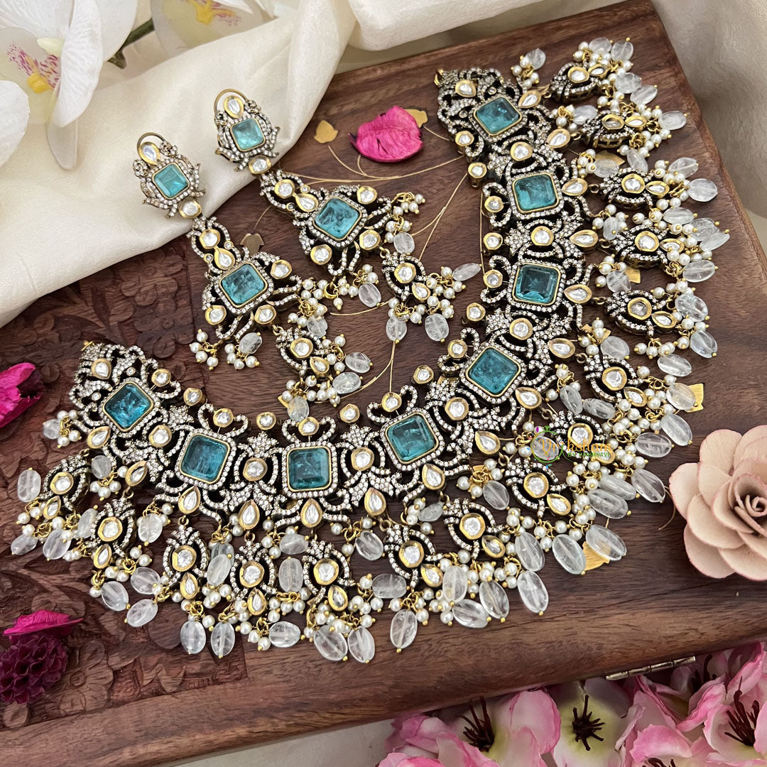 Blue Victorian Diamond Short Neckpeice -VV282