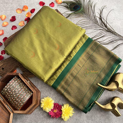 Lime Green Chandrakor Paithani Soft Silk Saree-VS4115