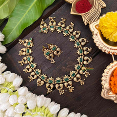Vriksham Exquisite Designer Short Neckpiece-Green-G21295