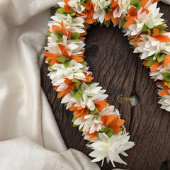 Vriksham  Artificial Two  Flowers Combination Gajra For Hair Bun-Orange White-HF-H1001
