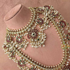 Vriksham Unique Dual Peacock Guttapusalu Rice Pearls Bridal Set-G20765