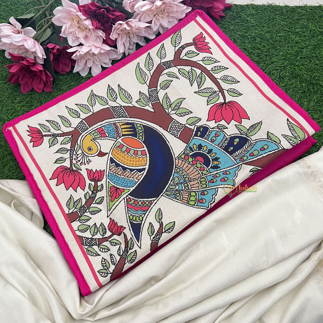 Return Gift Durable Jute With Folk Art Print Saree Organizer-RG333