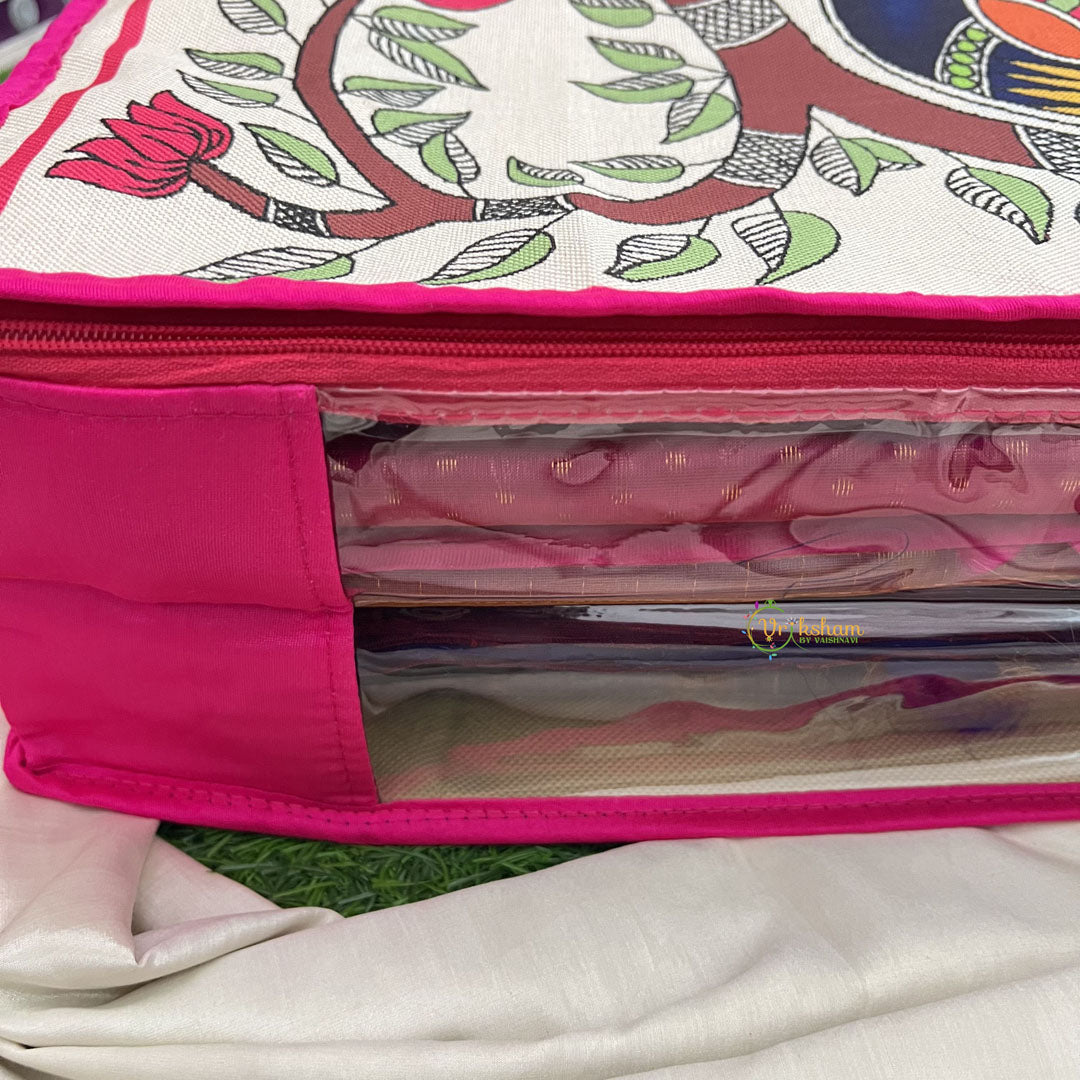 Return Gift Durable Jute With Folk Art Print Saree Organizer-RG333