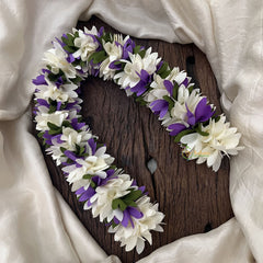 Vriksham  Artificial Two  Flowers Combination Gajra For Hair Bun-Lavender White-HF-H1003