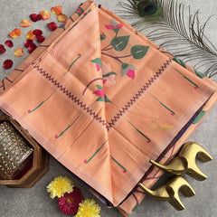 Peach All Over Minakari Work Paithani Saree-VS4120