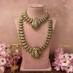 Vriksham Antique Lakshmi With Golden Peacock Bridal Set-Gold Bead-G20764