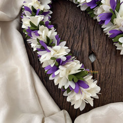 Vriksham  Artificial Two  Flowers Combination Gajra For Hair Bun-Lavender White-HF-H1003