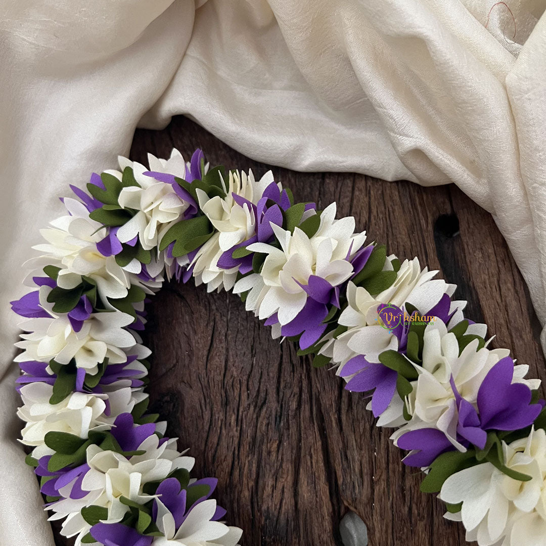 Vriksham  Artificial Two  Flowers Combination Gajra For Hair Bun-Lavender White-HF-H1003