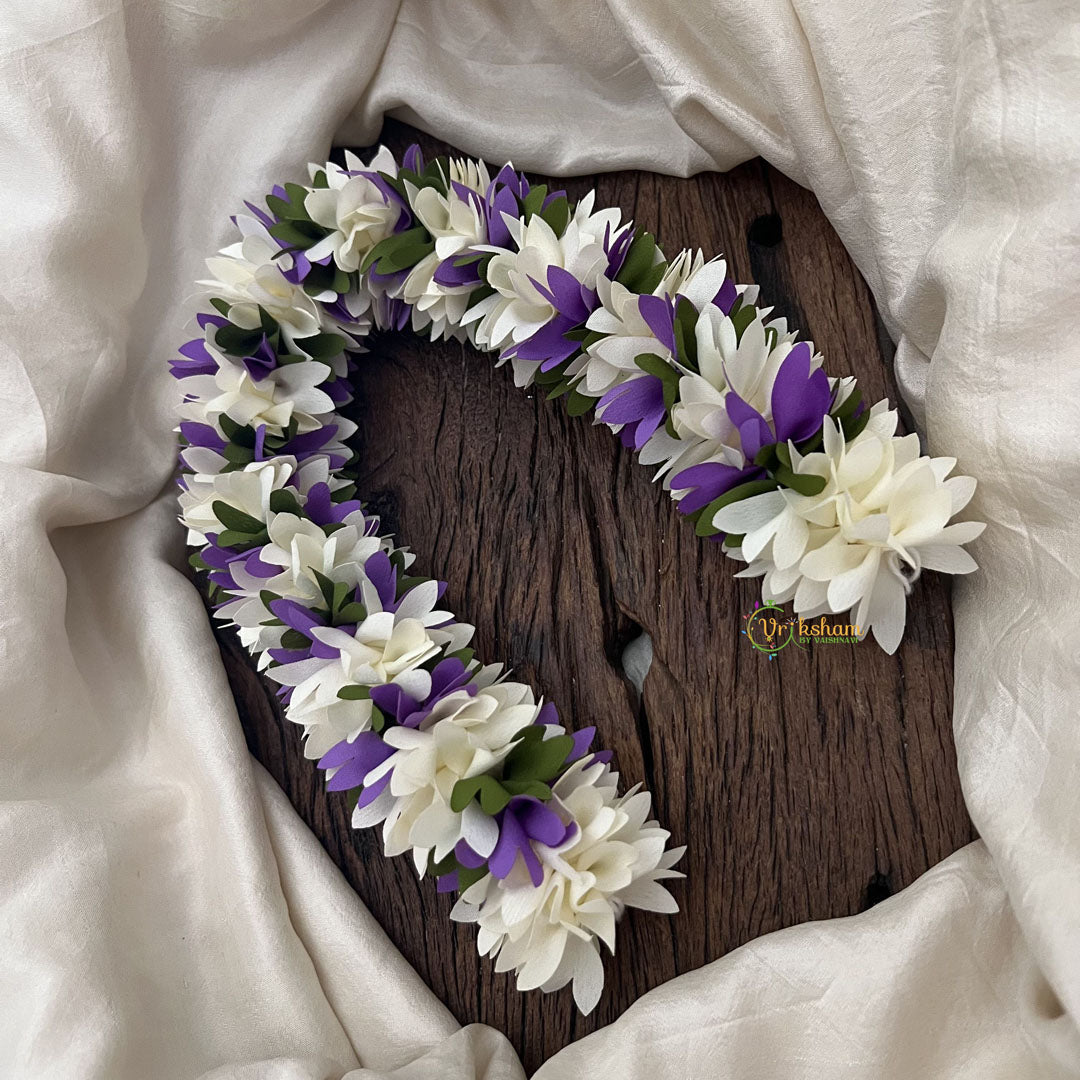 Vriksham  Artificial Two  Flowers Combination Gajra For Hair Bun-Lavender White-HF-H1003