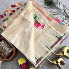 Off White All Over Minakari Work Paithani Saree-VS4117