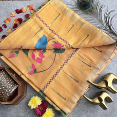 Mustard All Over Minakari Paithani Saree-VS4119