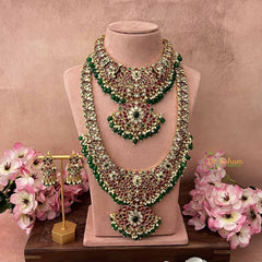 Vriksham Classic Dual Peacock & Floral Bridal Set-Green Bead-G20766