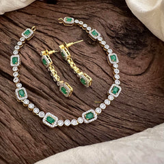 Simple American Diamond Neckpiece-Green-G14073