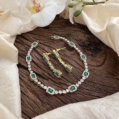 Simple American Diamond Neckpiece-Green-G14073