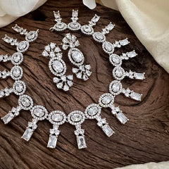 Stylish White American Diamond Neckpiece-G14066