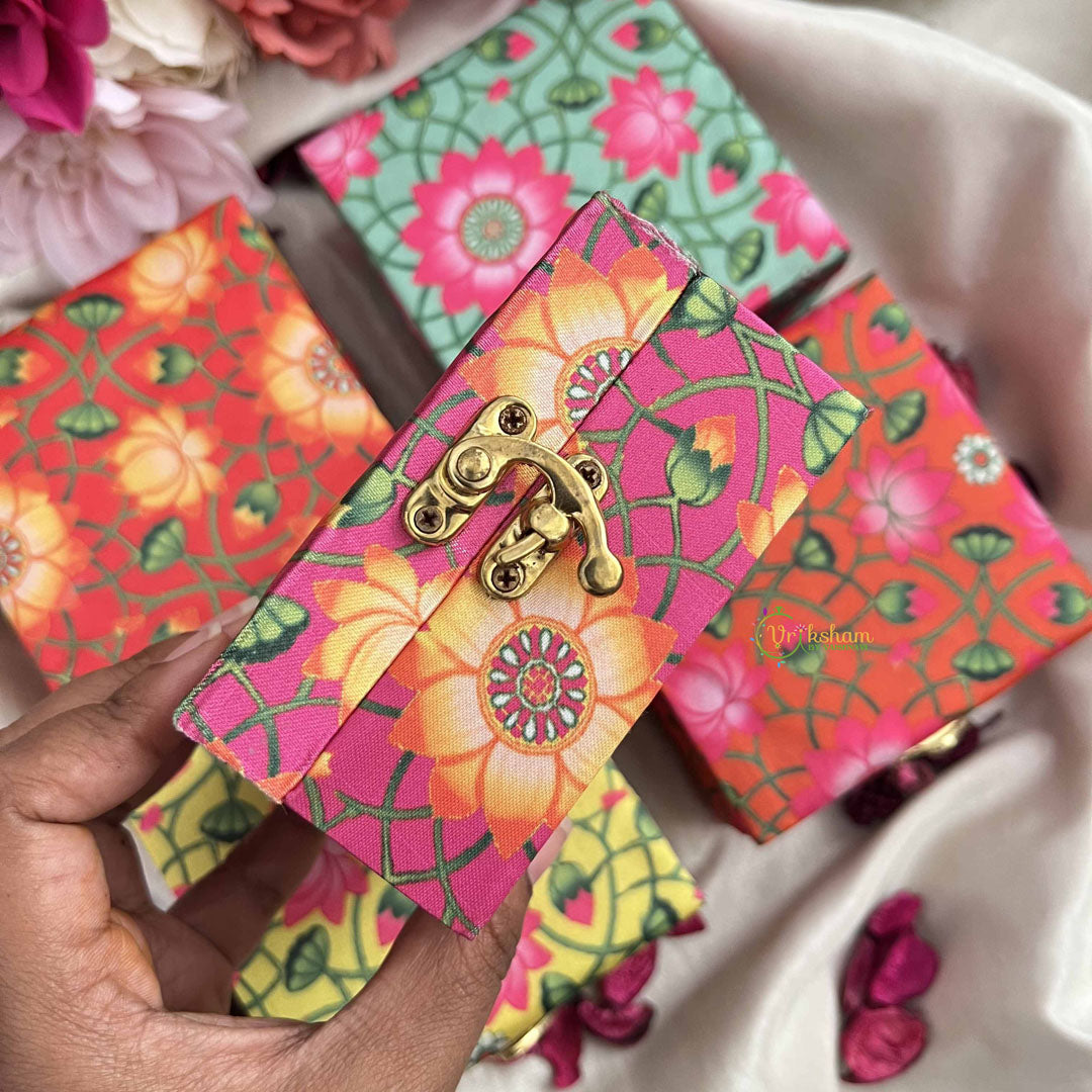Vriksham Lotus Bloom Gift Boxes-Festive Floral Keepsake Packaging-(Pack of 5)-RG352