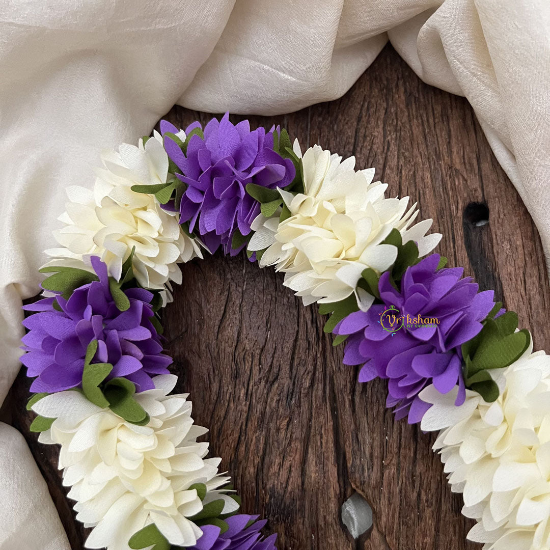 Vriksham Artificial  Mixed Lavender & White Gajra Veni for Hair Accessories-HF-H1077