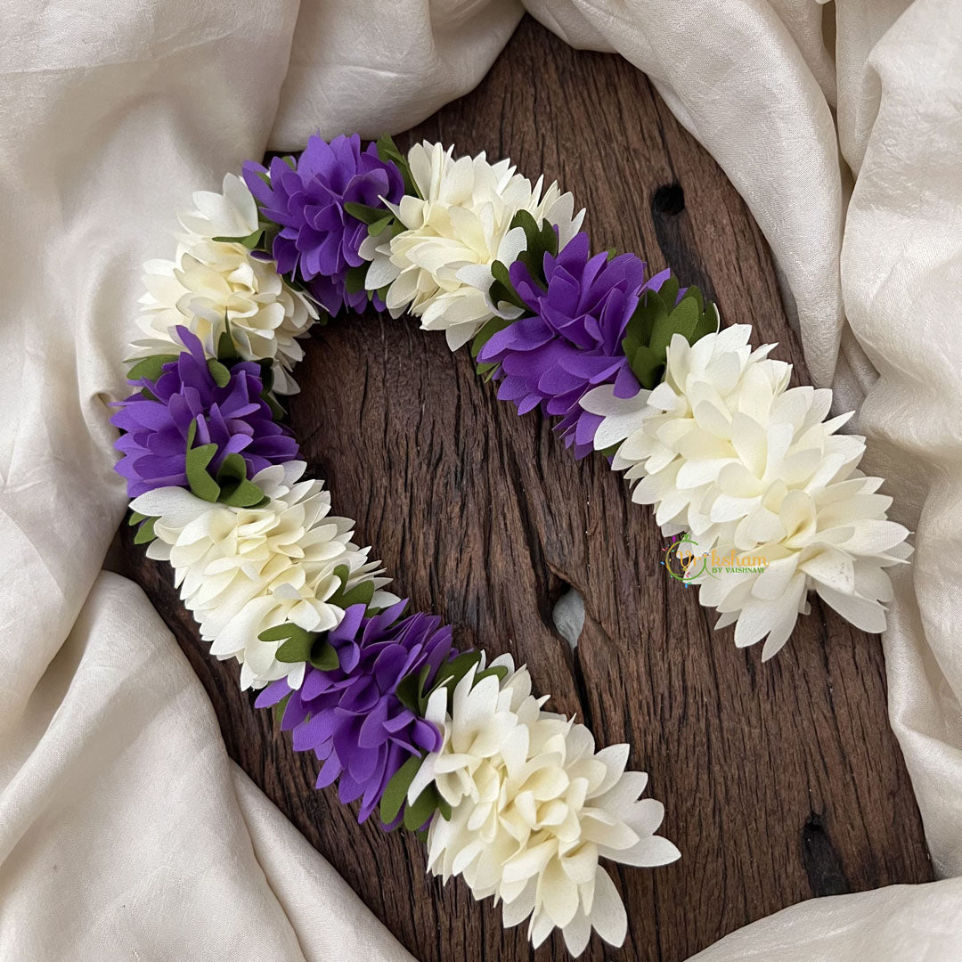 Vriksham Artificial  Mixed Lavender & White Gajra Veni for Hair Accessories-HF-H1077