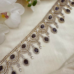 Designer Bridal American Diamond Hip Chain-Purple-G14057