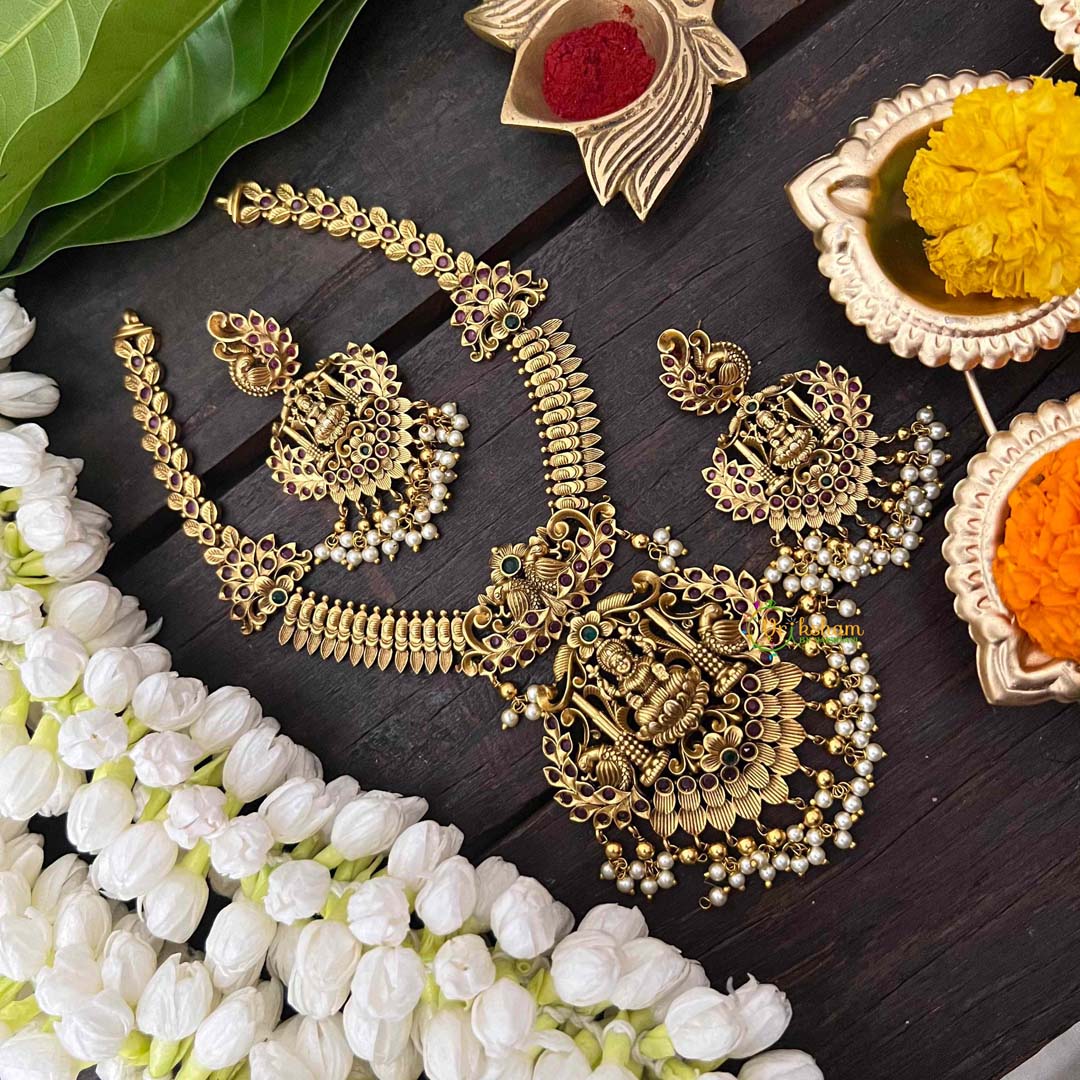 Vriksham Premium Lakshmi Neckpiece with Peacock Mugappu -G21297