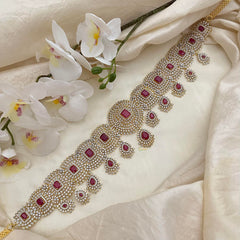 Premium Bridal American Diamond Hip Chain-Red-G14055