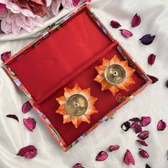 Vriksham Lotus Brass Diya Set in Decorative Gift Box-(Pack of 5)-RG357