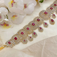 Premium Bridal American Diamond Hip Chain-Red-G14055