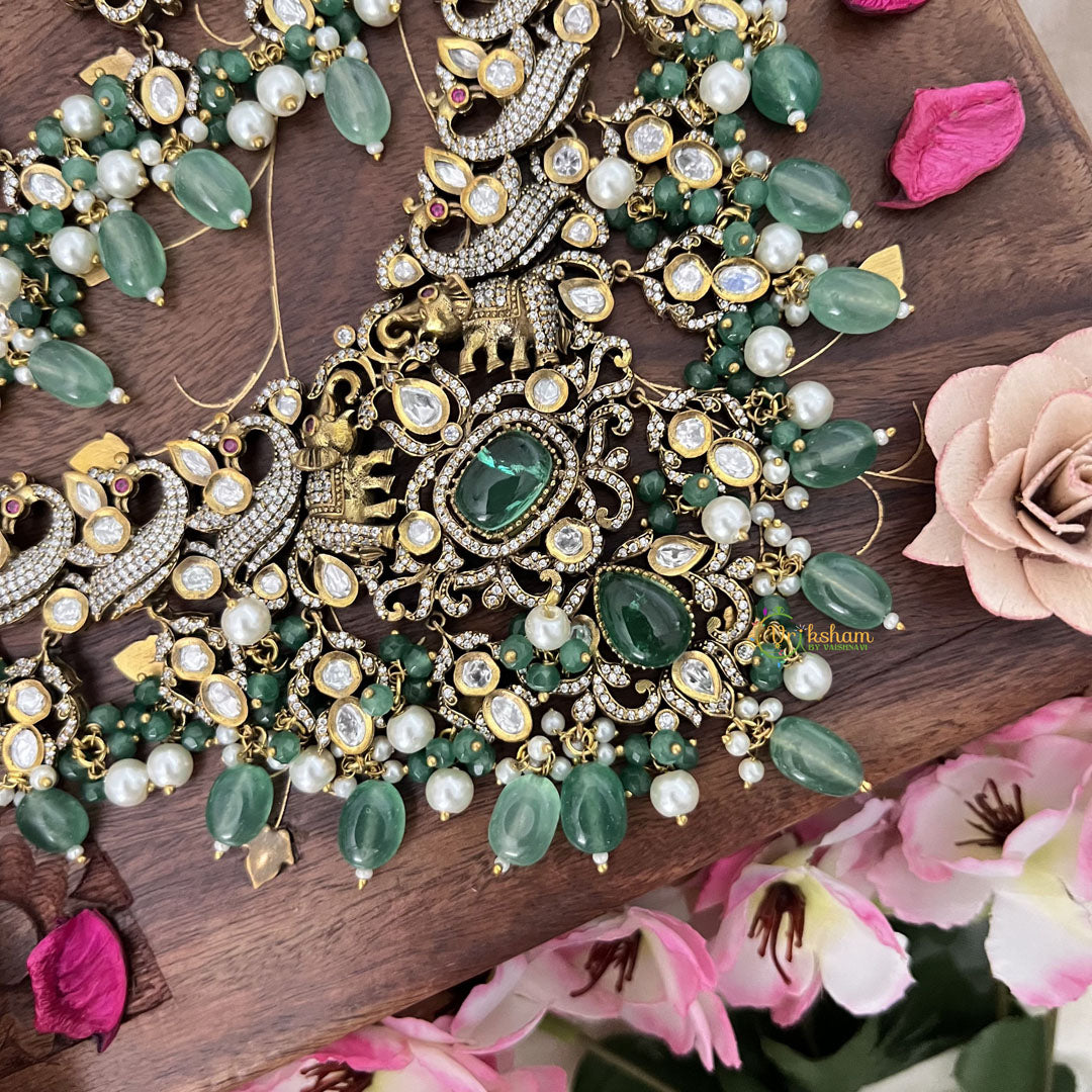 Green Victorian Diamond High Neck Choker-VV265