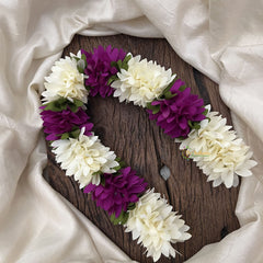 Vriksham Artificial  Mixed Dark Purple & White Gajra Veni for Hair Accessories-HF-H1072