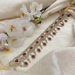 Designer Bridal American Diamond Hip Chain-Red-G14058