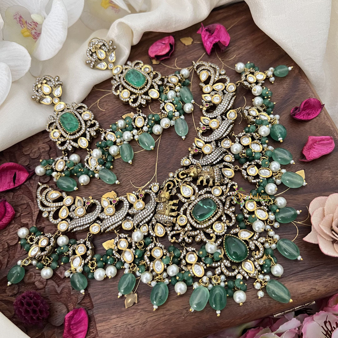 Green Victorian Diamond High Neck Choker-VV265