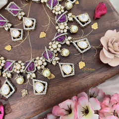 Stylish Floral Purple Victorian Diamond Haram-VV1760