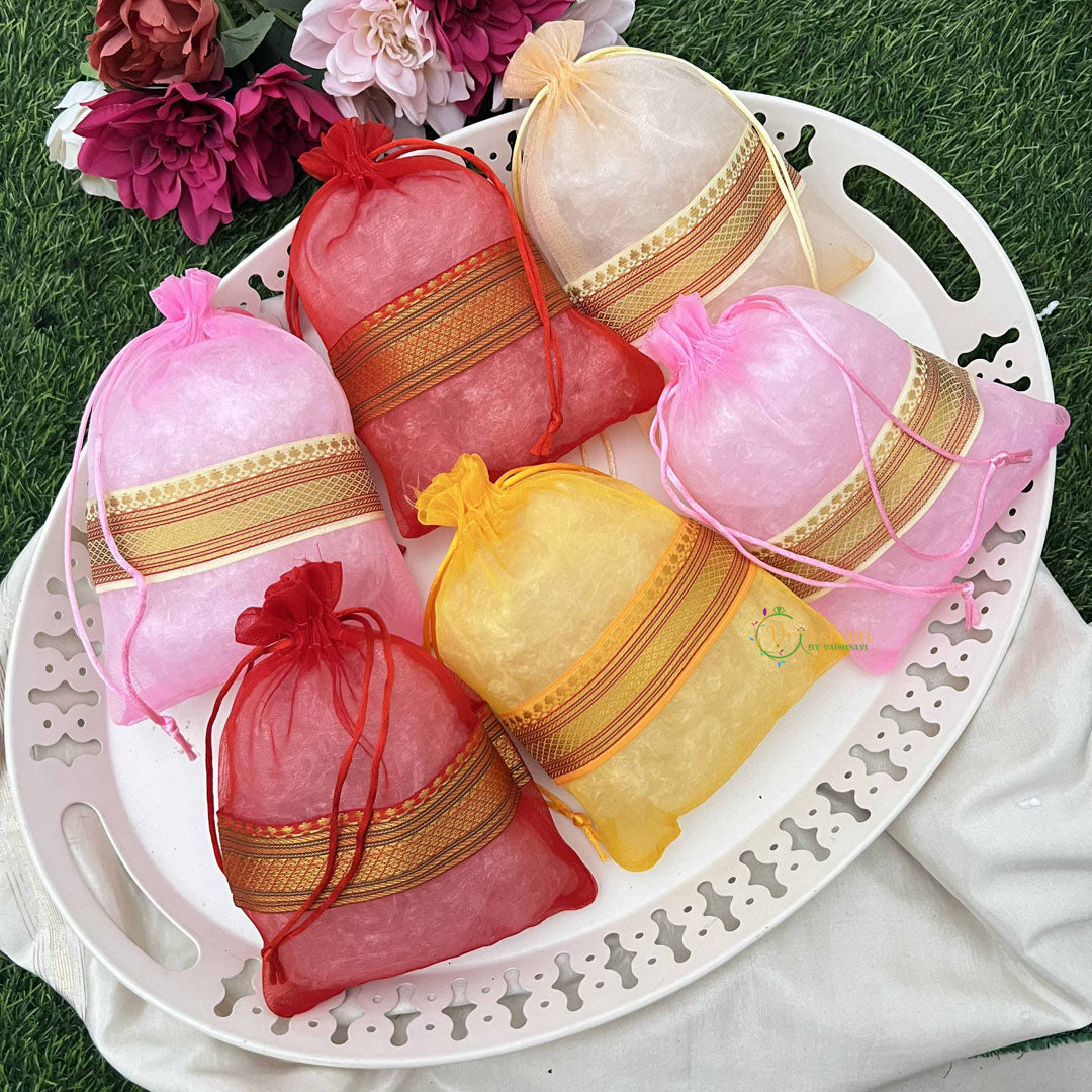 Vriksham Designer Potli Gift Bags-(Pack of 6)-RG351