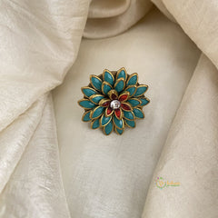 Firosa, Red Kundan Pendant Ring-Flower-H740