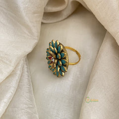 Firosa, Red Kundan Pendant Ring-Flower-H740