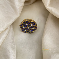 Blue Triangle Kundan Pendant Ring-Hexagon-H760