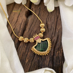 Green Stone Traditional Kerala Palakka Pendant Neckpiece-G11366