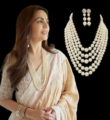 Vriksham Classic Nita Ambani Style Multi Stand 2 Layered  Pearls Neckpiece-G21082